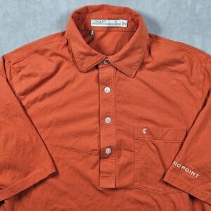 Criquet Polo Shirt Mens Medium Orange Pima Cotton Pocket Lightweight Golf Logo